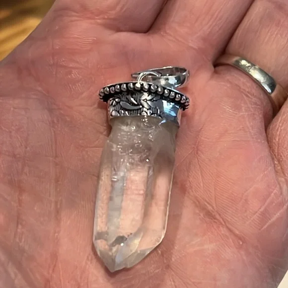 #604 Rough Clear Crystal Quartz Handcrafted Pendant NWOT - Picture 7 of 12